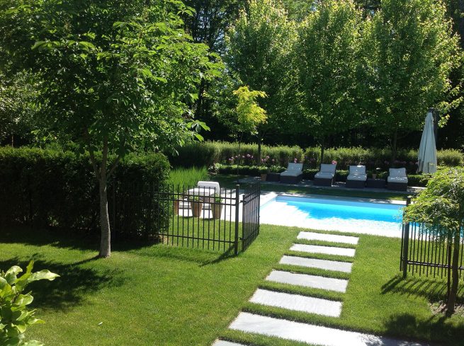 Paysagiste aménagement Sherbrooke Brise d'été piscine fraîcheur clôture moderne 2