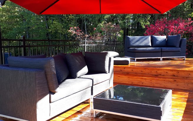 aire de détente piscine patio de bois