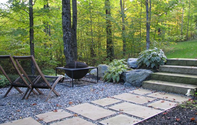 coin feu brasero chaise boisé