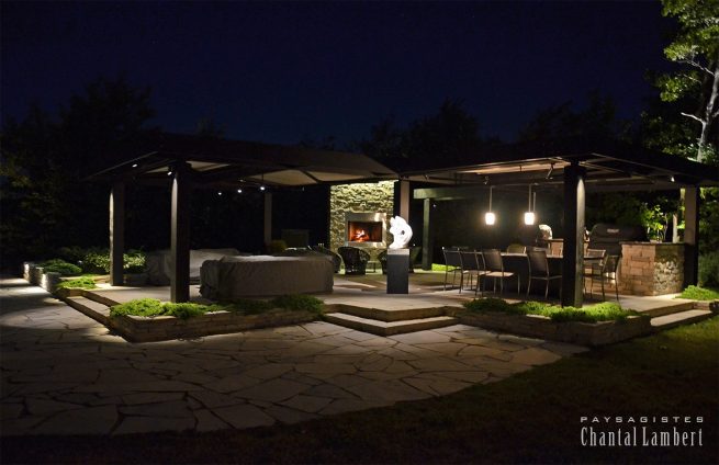 Éclairage nocturne cuisine d'extérieure