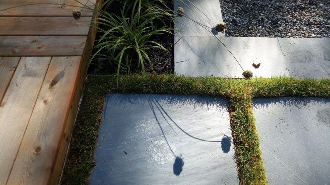 Pavé d'ardoise et mousse